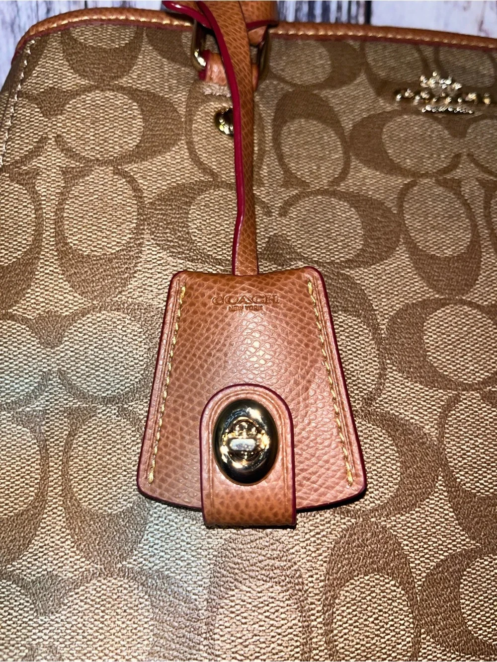 Coach Beige/Brown Signature Coated Canvas & Leather Margot Carryall Satchel Bag